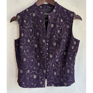 Vintage 90s Georgiou Vest 8 Purple Gold Button Up Whimsigoth Fairy Top Witchy